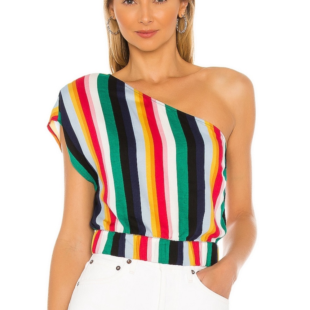 One shoulder super cute top! Small. Beautiful colors.